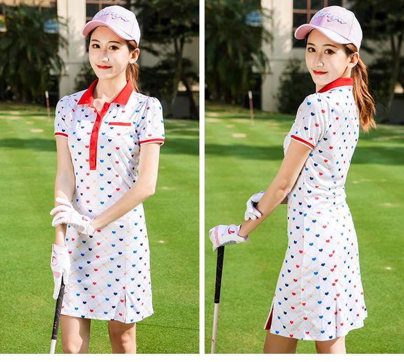 セットアップ　ゴルフウェアハート柄ワンピース