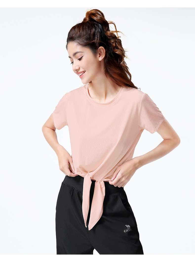 Tシャツ　結び目デザイン軽量半袖トレーニングシャツ