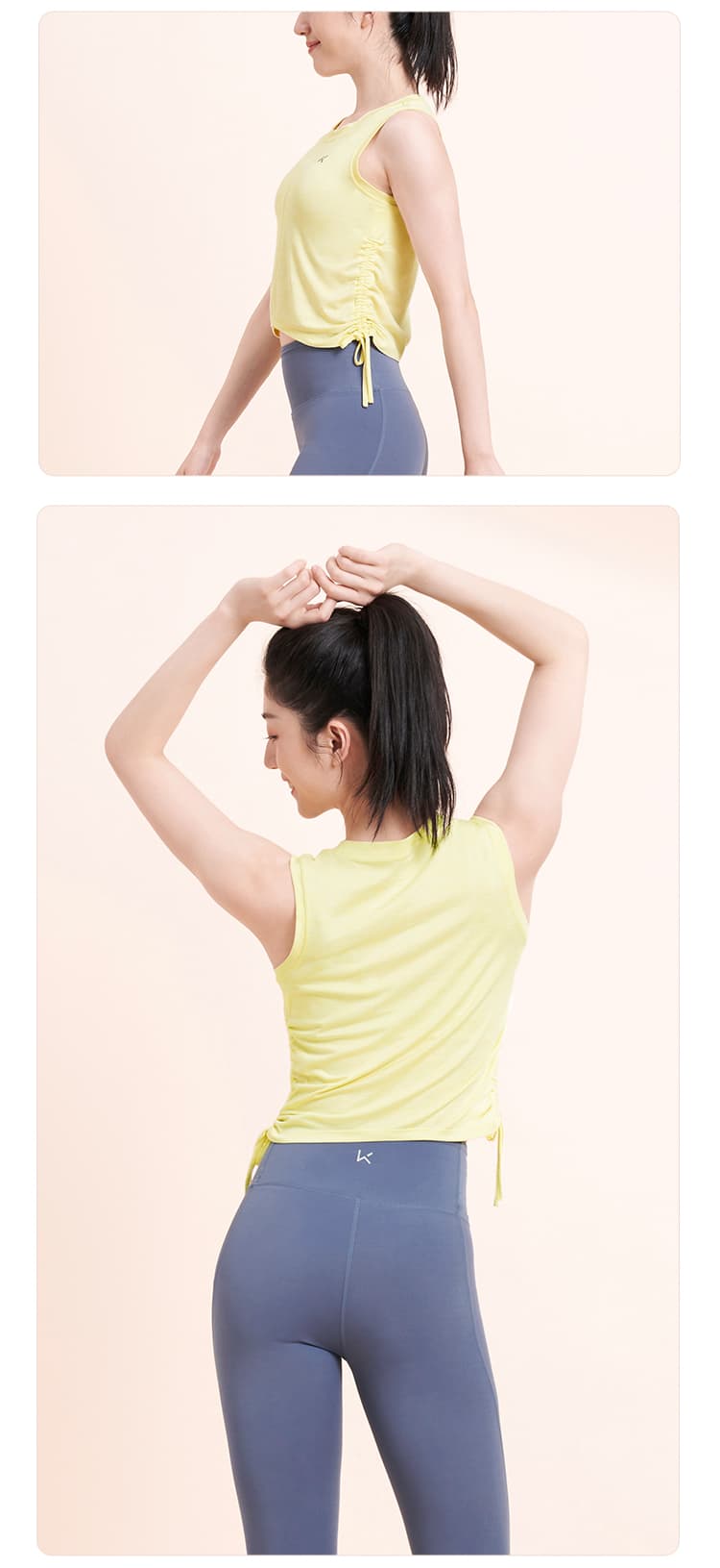 タンクトップ　サイド絞りデザインアクティブタンクトップ