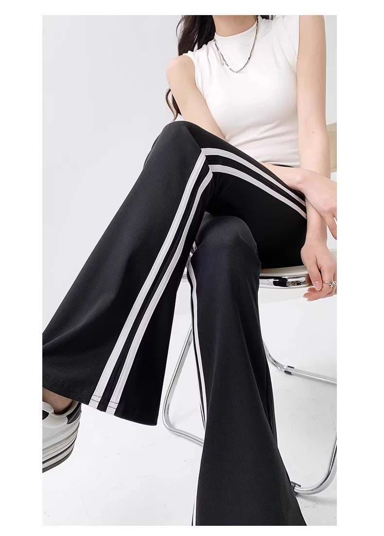 ロングパンツ　ストレッチフレアパンツワイドレッグ