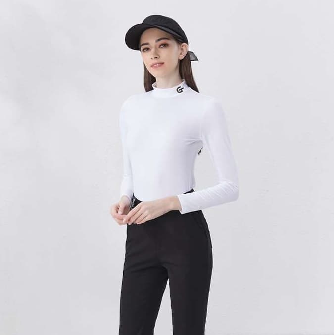 ロングTシャツ　スポーツ用ハイネック長袖シャツ