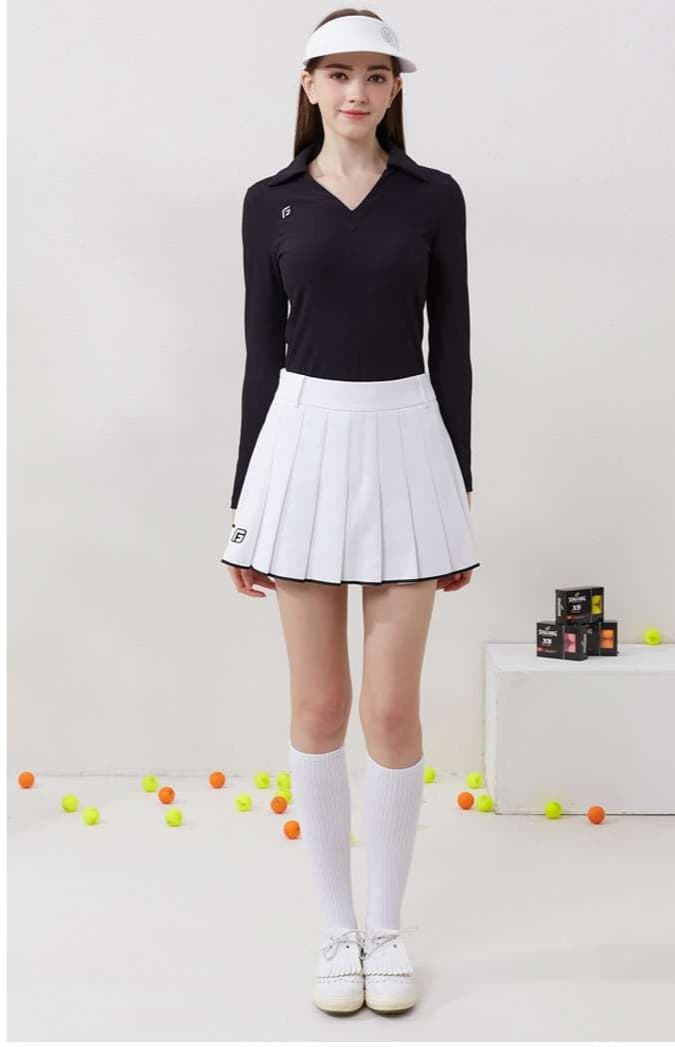 セットアップ　プリーツスカート長袖ポロシャツセット