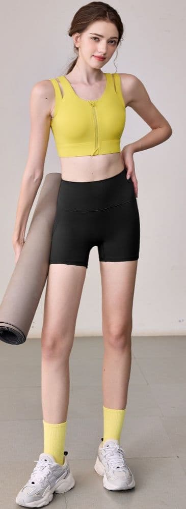 セットアップ　レディーススポーツウェア 前ジップ付き二重肩紐スポーツブラセット