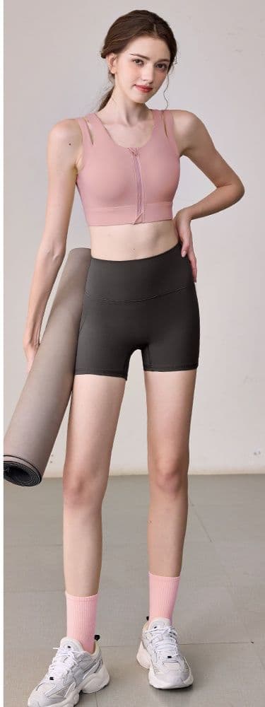 セットアップ　レディーススポーツウェア 前ジップ付き二重肩紐スポーツブラセット