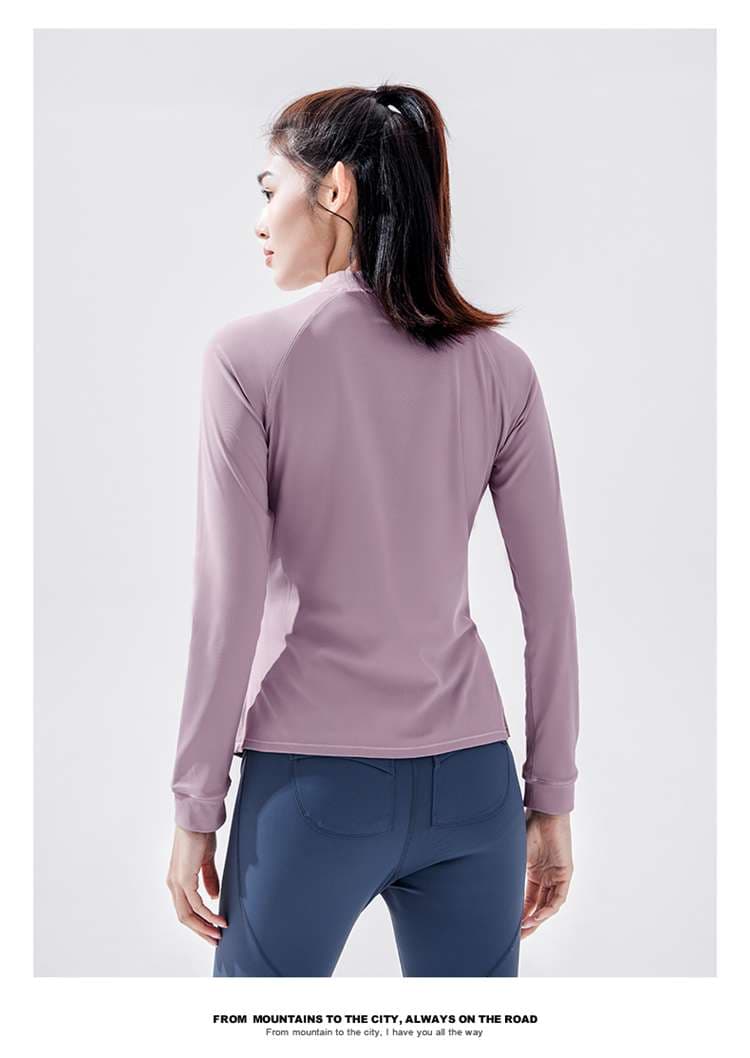 ロングTシャツ　アウトドア向けハーフジップシャツ