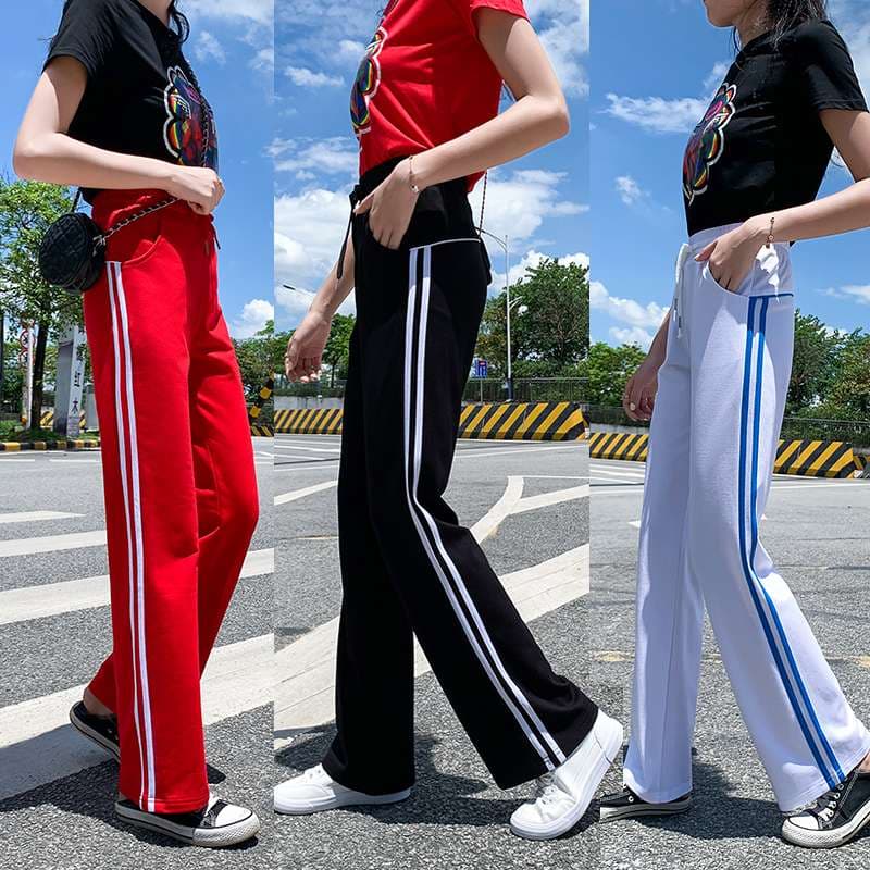 ロングパンツ　スポーティーストレートパンツ