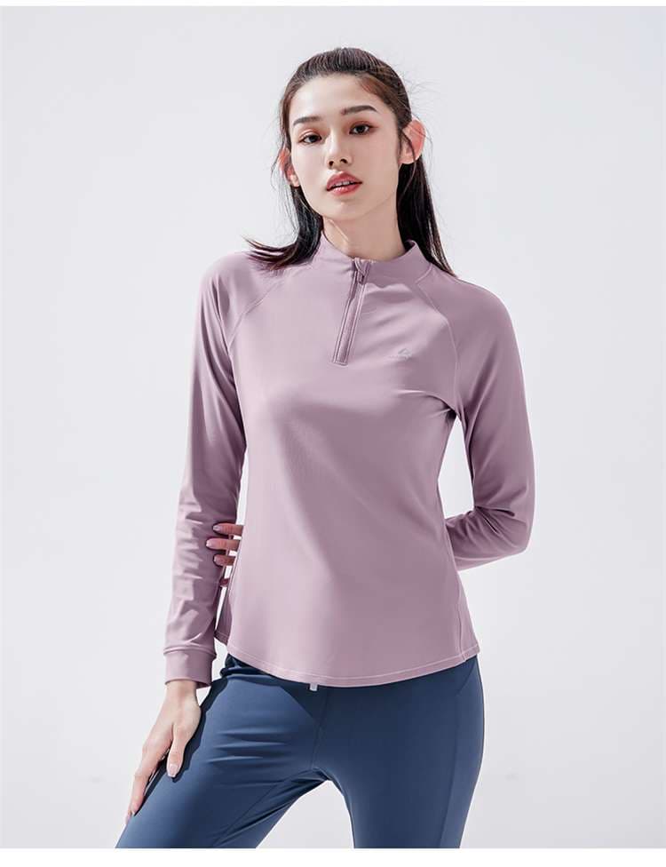 ロングTシャツ　アウトドア向けハーフジップシャツ