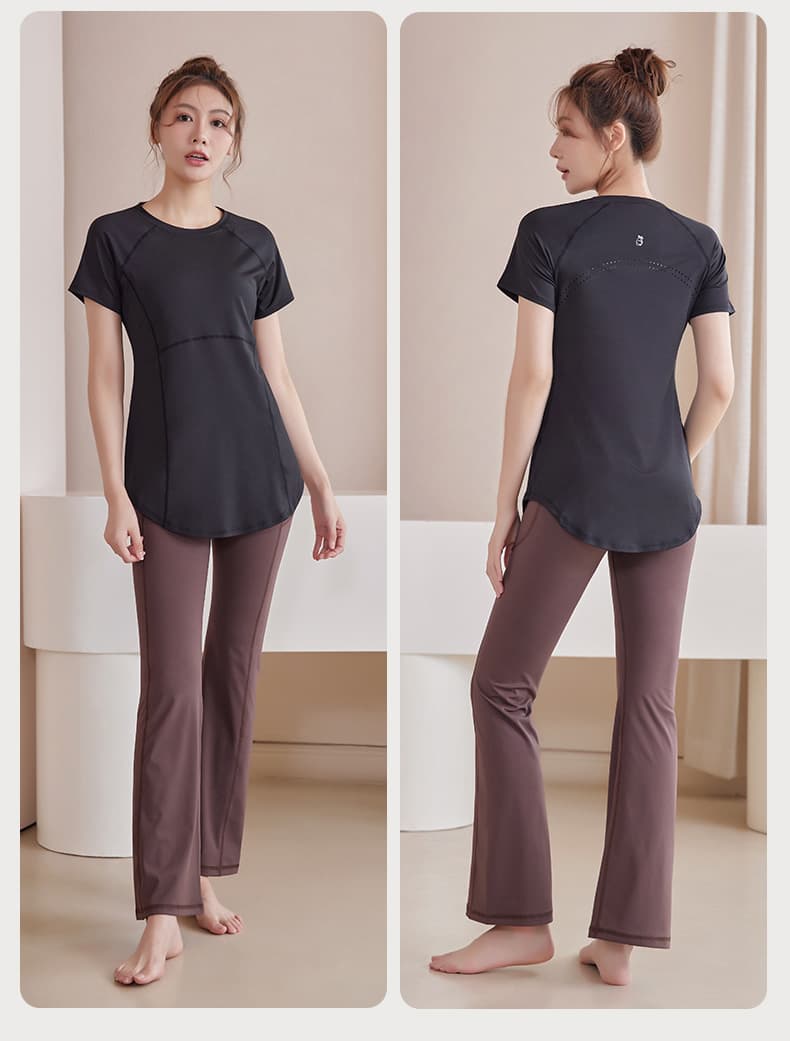 Tシャツ　レディーススポーツウェア なめらか曲線 吸汗速乾トップス