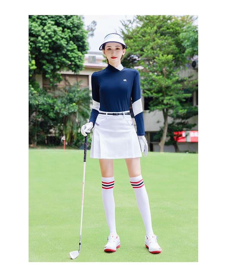 ロングTシャツ　ゴルフウェアハイネックシャツ