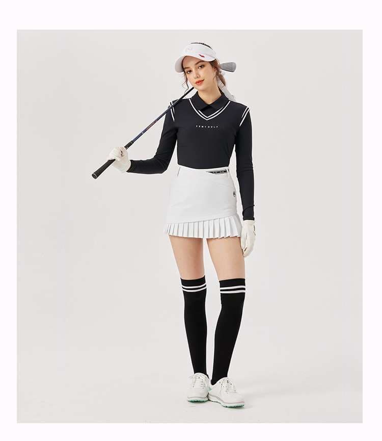 ロングTシャツ　ゴルフウェアハイネック長袖シャツ