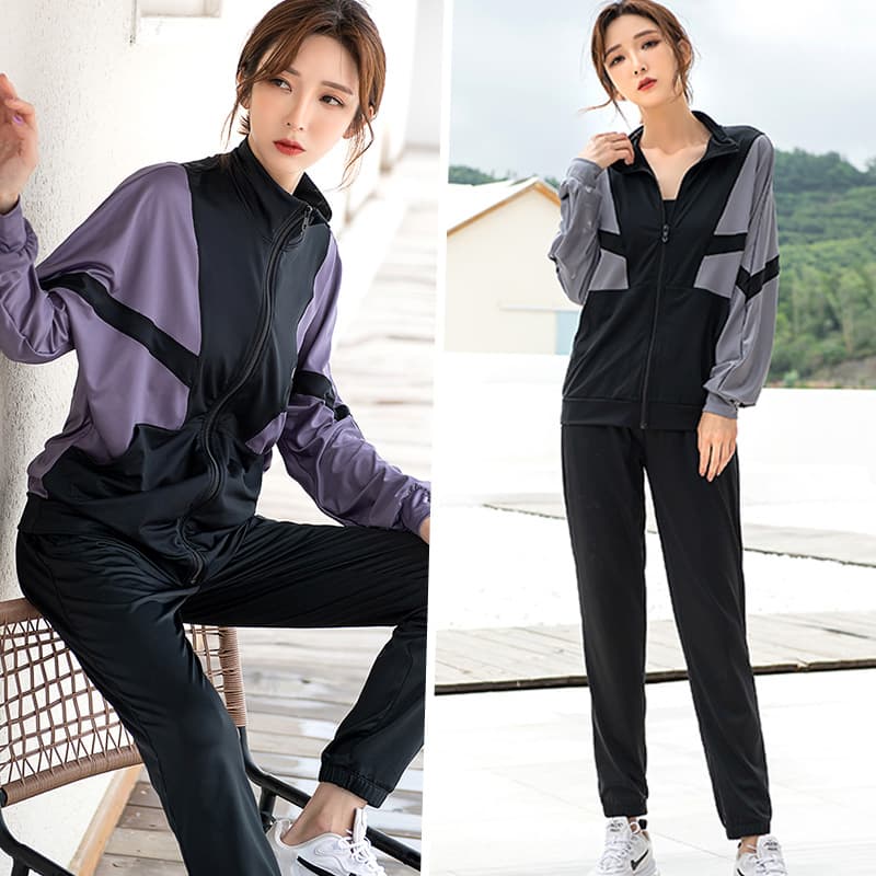 セットアップ　スタイリッシュ切替デザインスポーツウェア上下セット