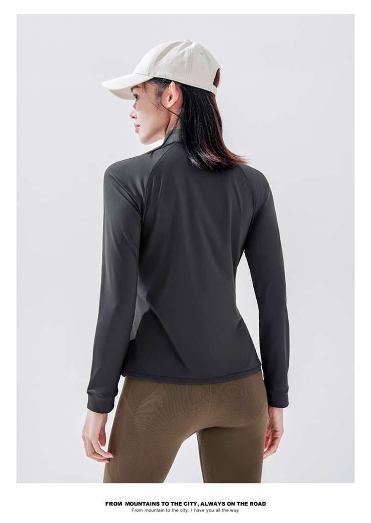 ロングTシャツ　アウトドア向けハーフジップシャツ