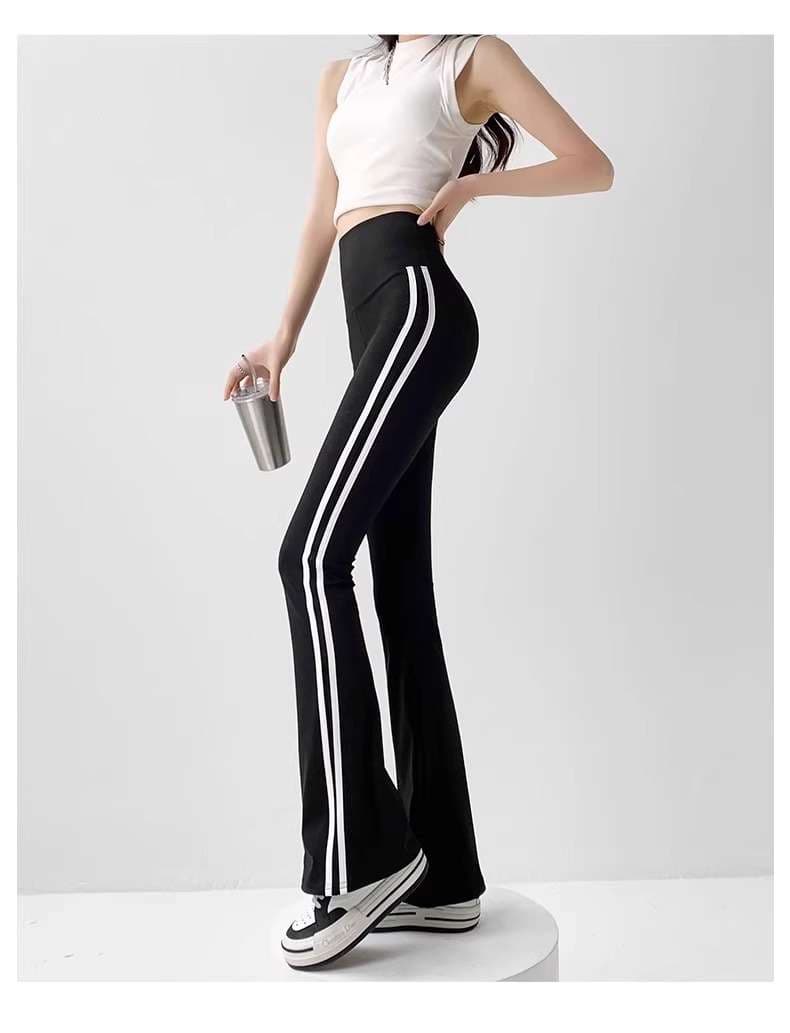ロングパンツ　ストレッチフレアパンツワイドレッグ