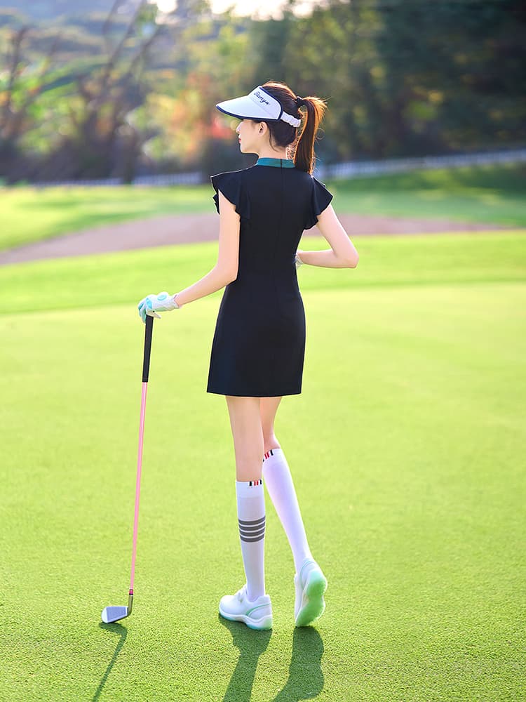 セットアップ レディーススポーツウェア フリル袖ゴルフワンピース