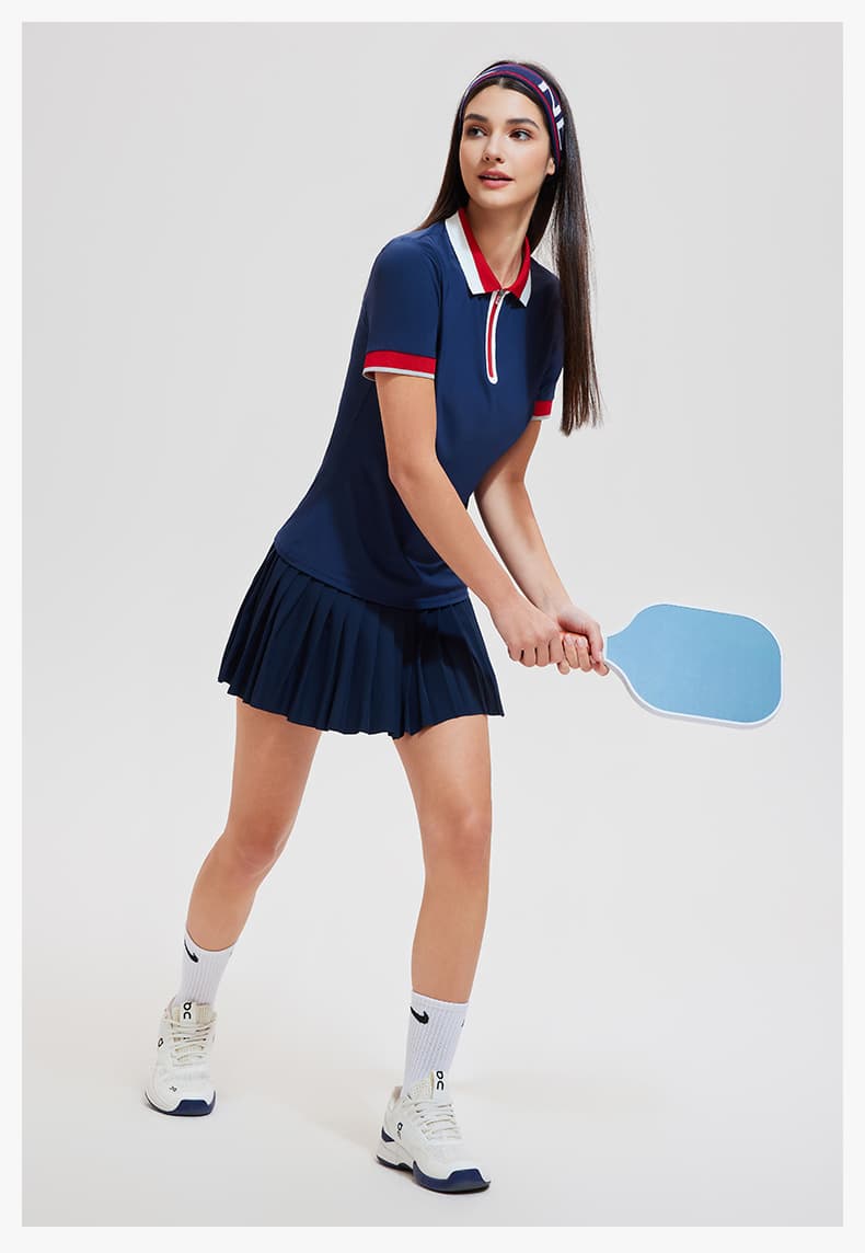 Tシャツ　レディーススポーツウェア 爽やか半袖ポロシャツ＆ヘアバンドセット