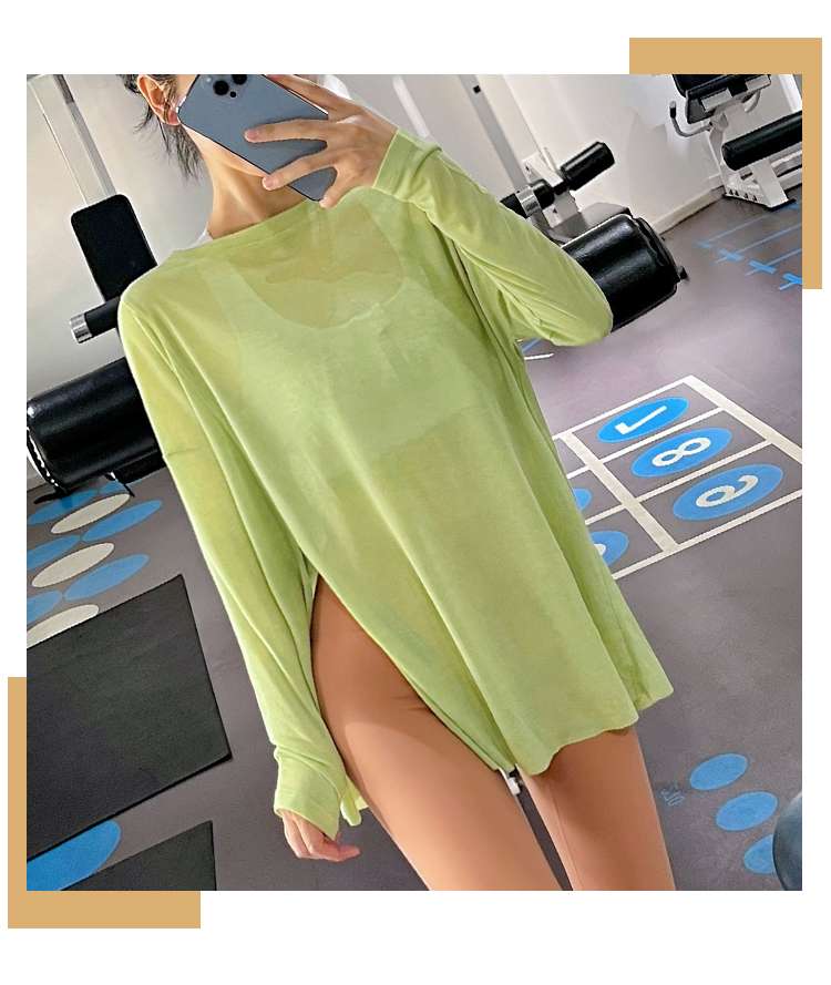 ロングTシャツ　ゆったりフィットスポーツ長袖ワンピース