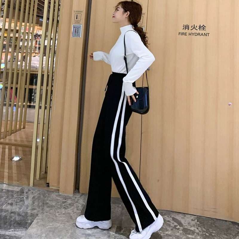 ロングパンツ　スポーティーストレートパンツ