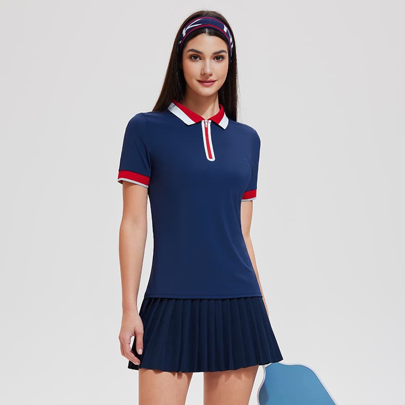 Tシャツ　レディーススポーツウェア 爽やか半袖ポロシャツ＆ヘアバンドセット