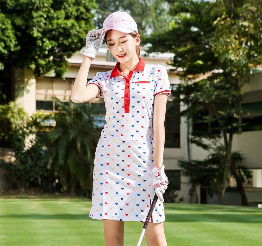 セットアップ　ゴルフウェアハート柄ワンピース