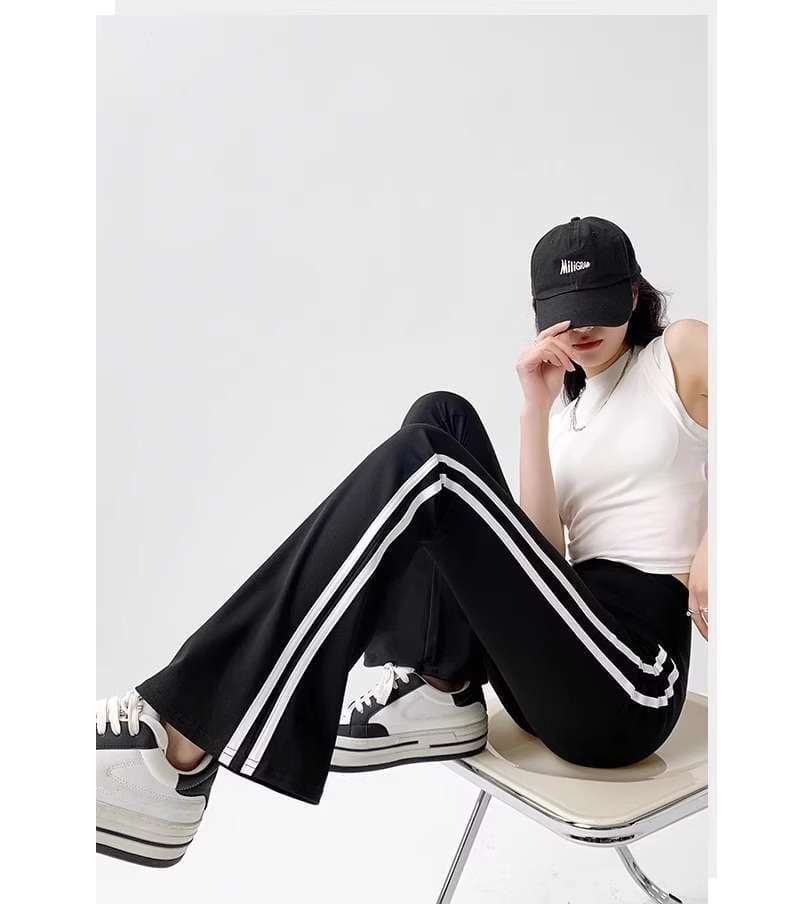 ロングパンツ　ストレッチフレアパンツワイドレッグ