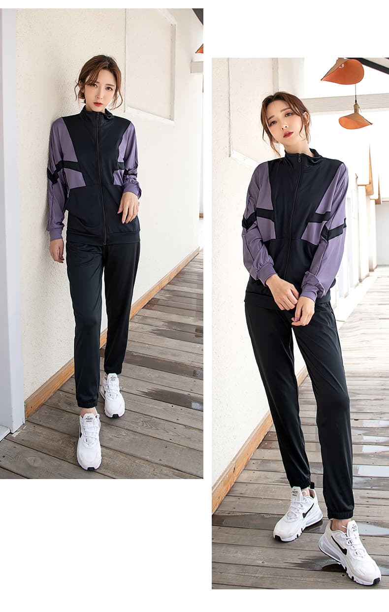 セットアップ　スタイリッシュ切替デザインスポーツウェア上下セット