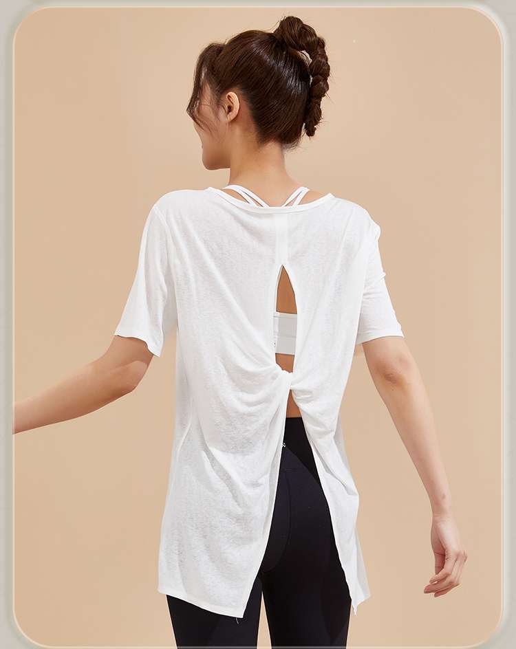 Tシャツ　バックオープンデザインスポーツトップス