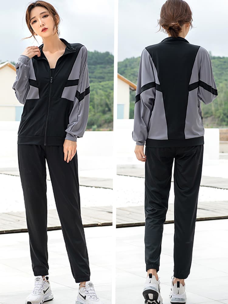 セットアップ　スタイリッシュ切替デザインスポーツウェア上下セット