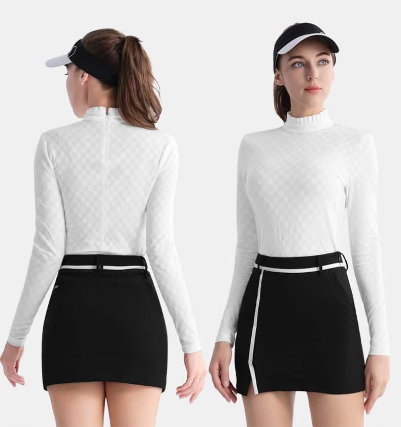 ロングTシャツ　ゴルフ用モックネックアンダーシャツ