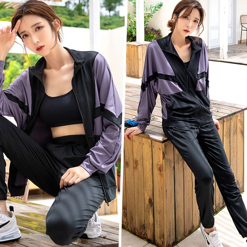 セットアップ　スタイリッシュ切替デザインスポーツウェア上下セット