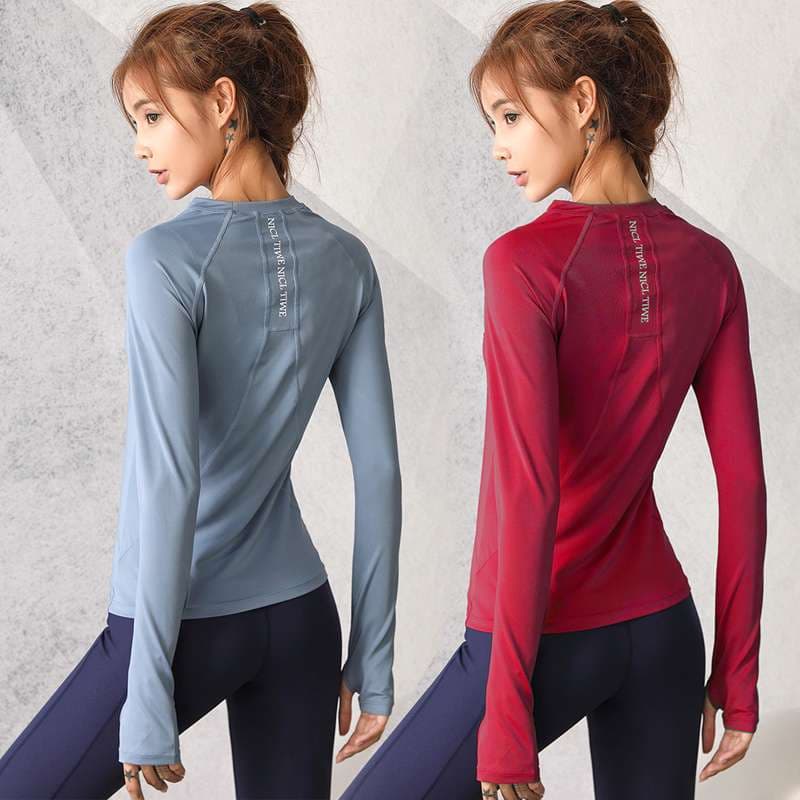 ロングTシャツ　スポーツ向け吸汗速乾フィットネストップス