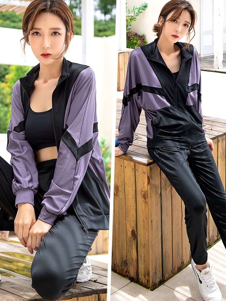 セットアップ　スタイリッシュ切替デザインスポーツウェア上下セット