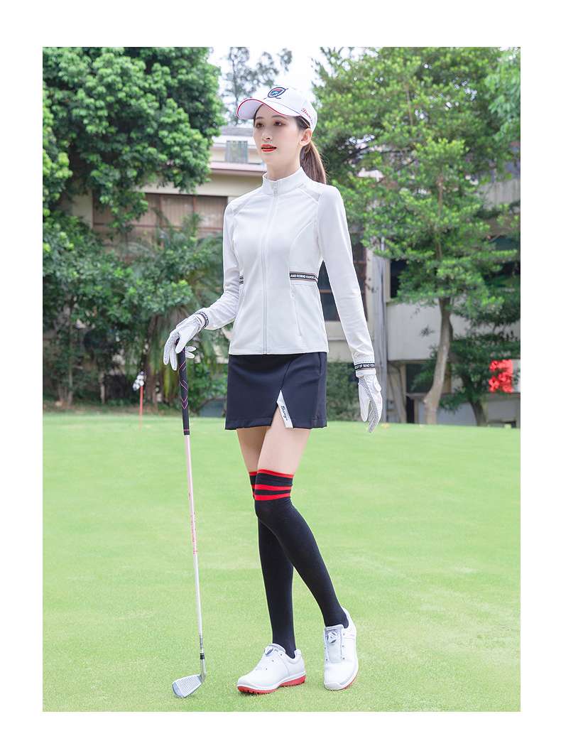 トップス　ジッパー付ハイネックゴルフウェア