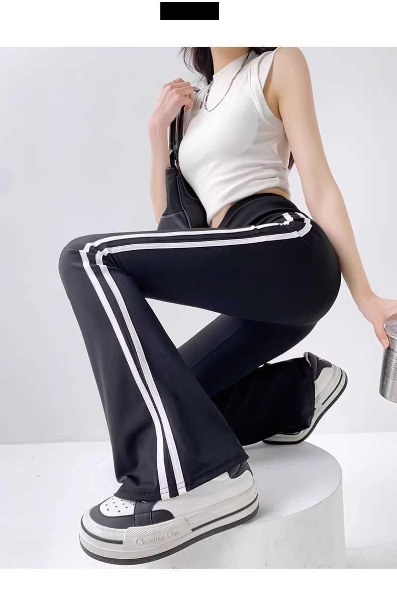 ロングパンツ　ストレッチフレアパンツワイドレッグ