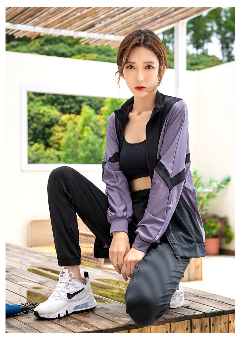 セットアップ　スタイリッシュ切替デザインスポーツウェア上下セット