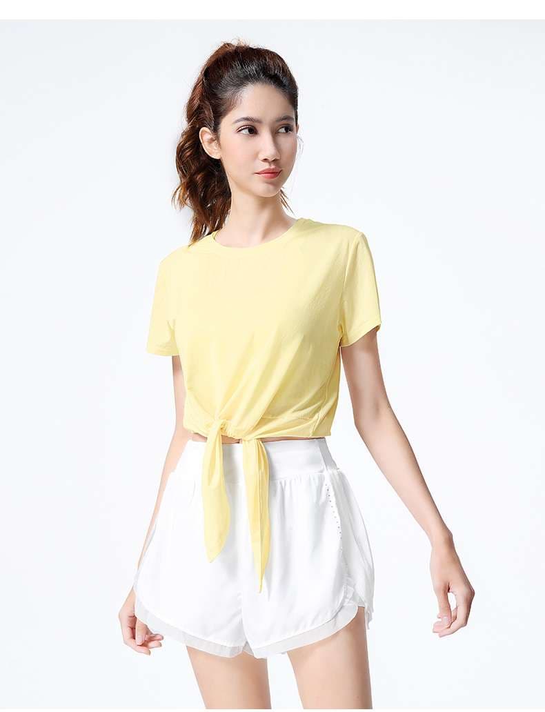 Tシャツ　結び目デザイン軽量半袖トレーニングシャツ