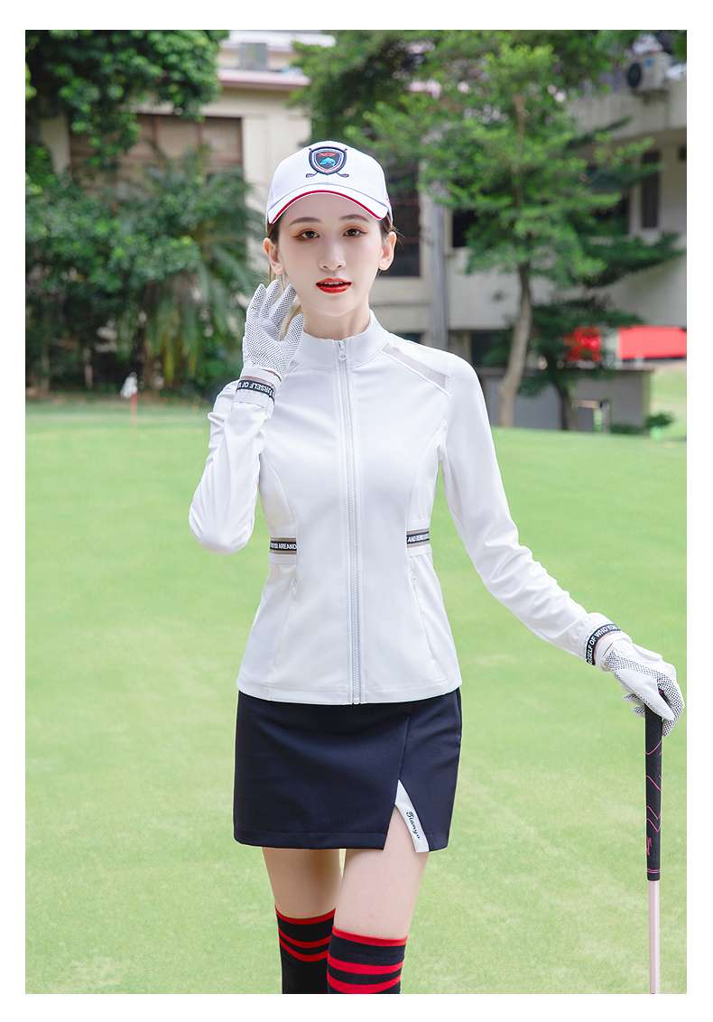 トップス　ジッパー付ハイネックゴルフウェア