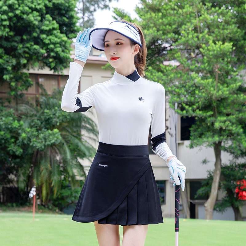 ロングTシャツ　ゴルフウェアハイネックシャツ