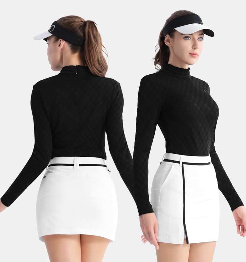 ロングTシャツ　ゴルフ用モックネックアンダーシャツ