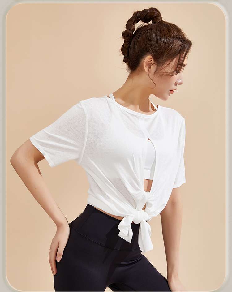 Tシャツ　バックオープンデザインスポーツトップス