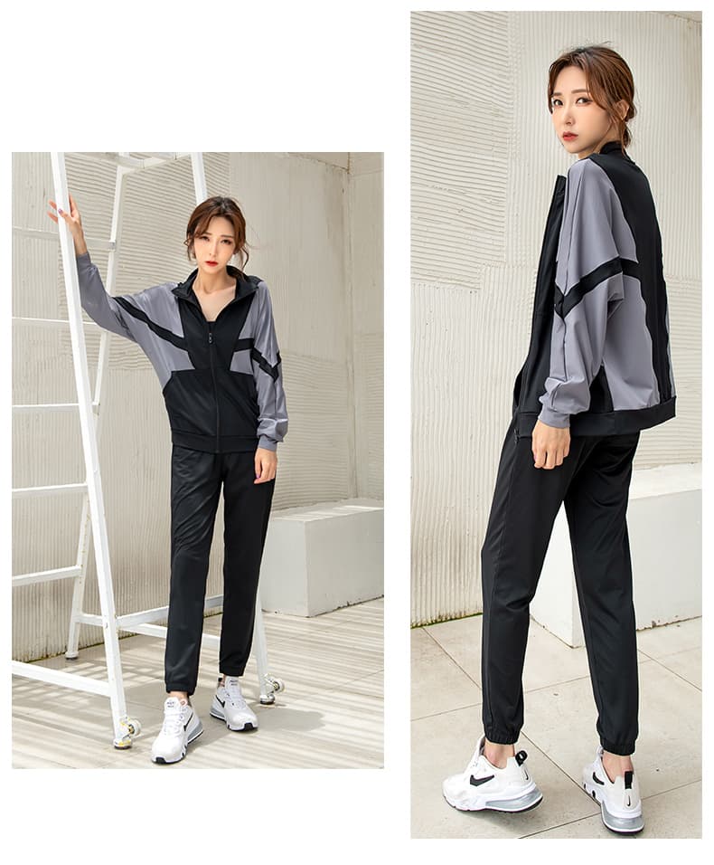 セットアップ　スタイリッシュ切替デザインスポーツウェア上下セット