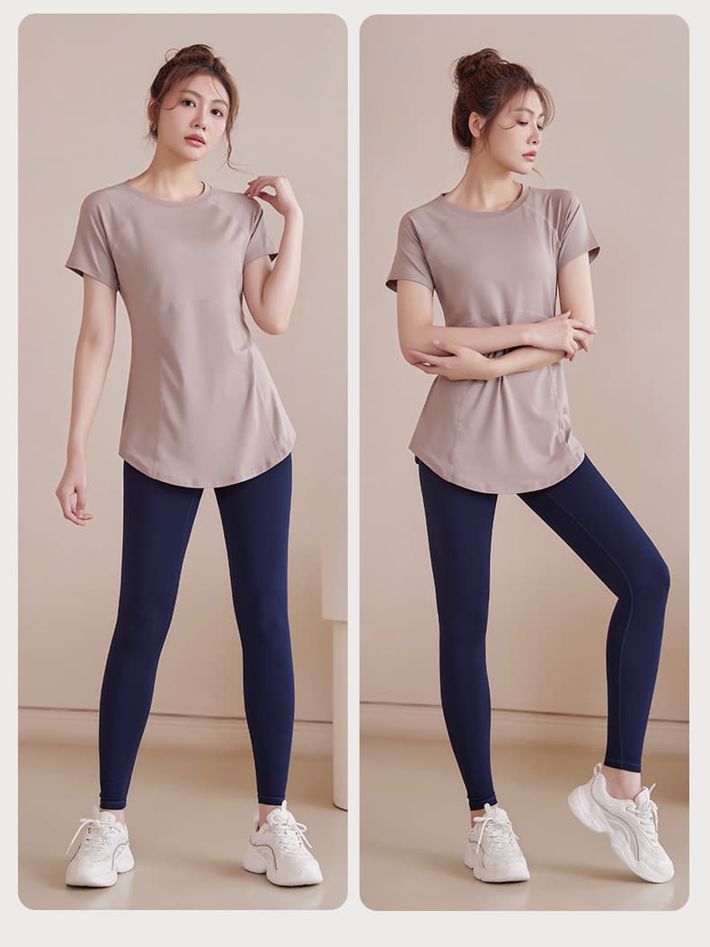 Tシャツ　レディーススポーツウェア なめらか曲線 吸汗速乾トップス