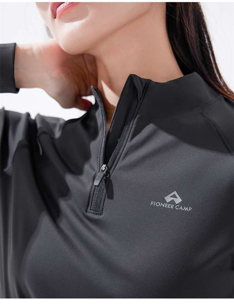 ロングTシャツ　アウトドア向けハーフジップシャツ