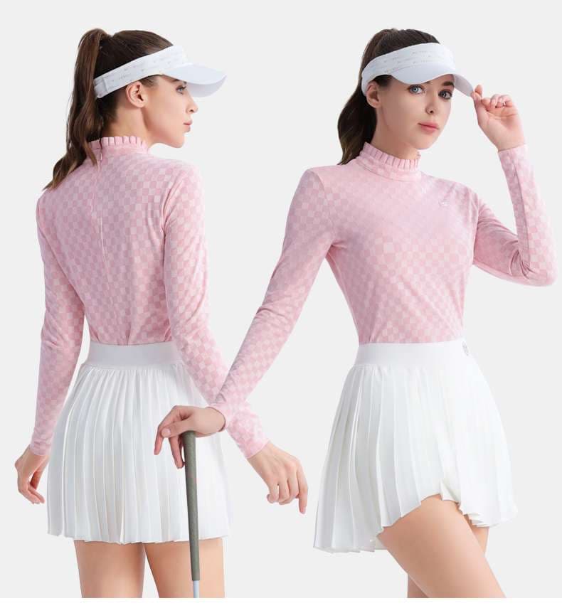 ロングTシャツ　ゴルフ用モックネックアンダーシャツ