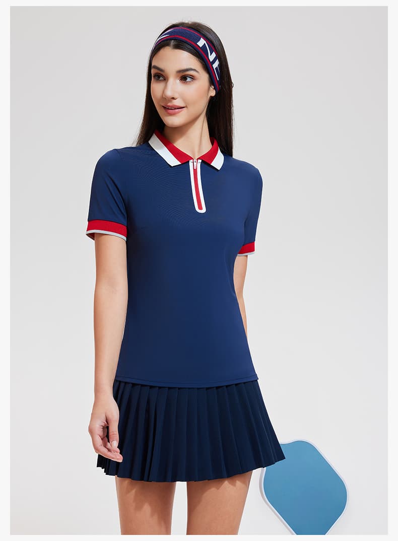 Tシャツ　レディーススポーツウェア 爽やか半袖ポロシャツ＆ヘアバンドセット