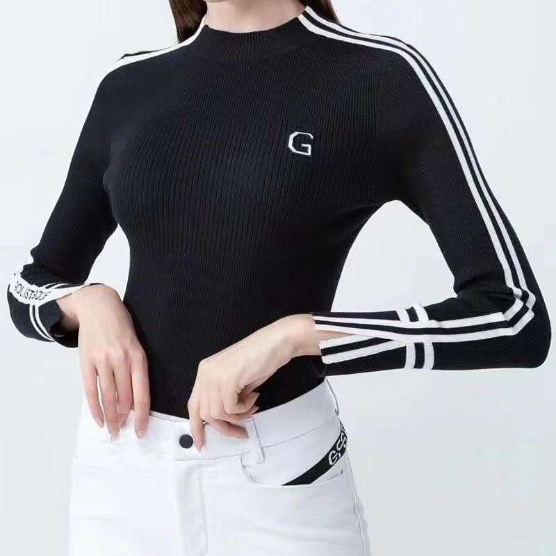 ロングTシャツ　スポーティーストライプ長袖トップス