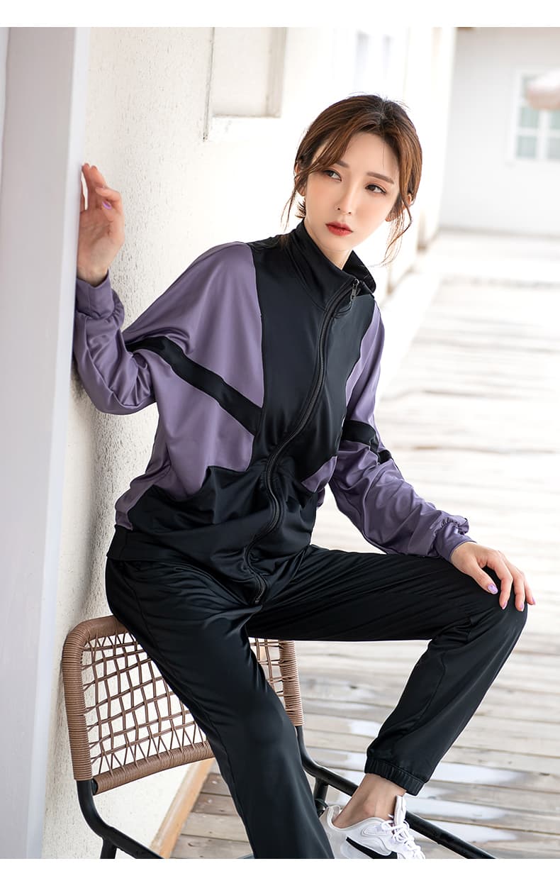 セットアップ　スタイリッシュ切替デザインスポーツウェア上下セット