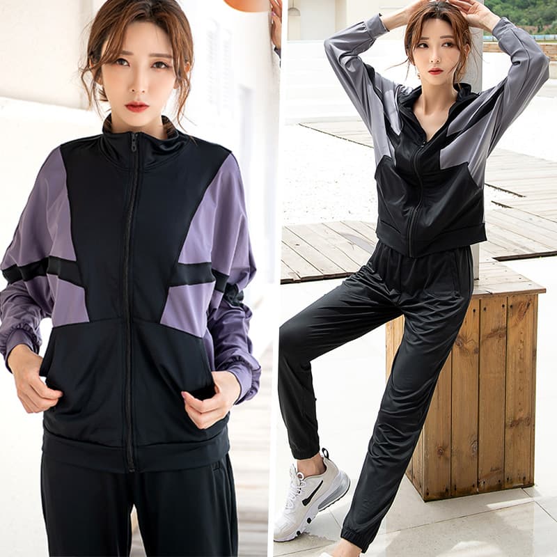 セットアップ　スタイリッシュ切替デザインスポーツウェア上下セット