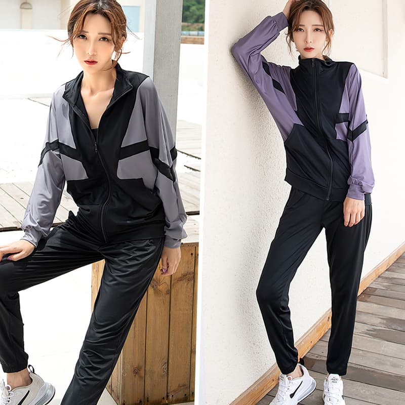 セットアップ　スタイリッシュ切替デザインスポーツウェア上下セット