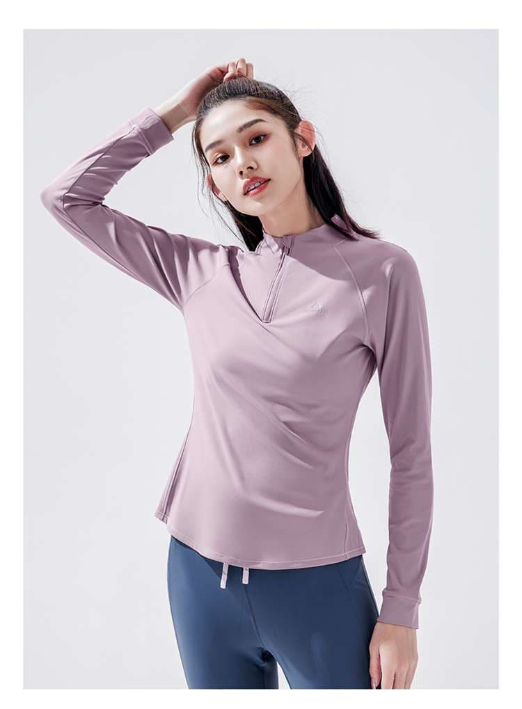 ロングTシャツ　アウトドア向けハーフジップシャツ