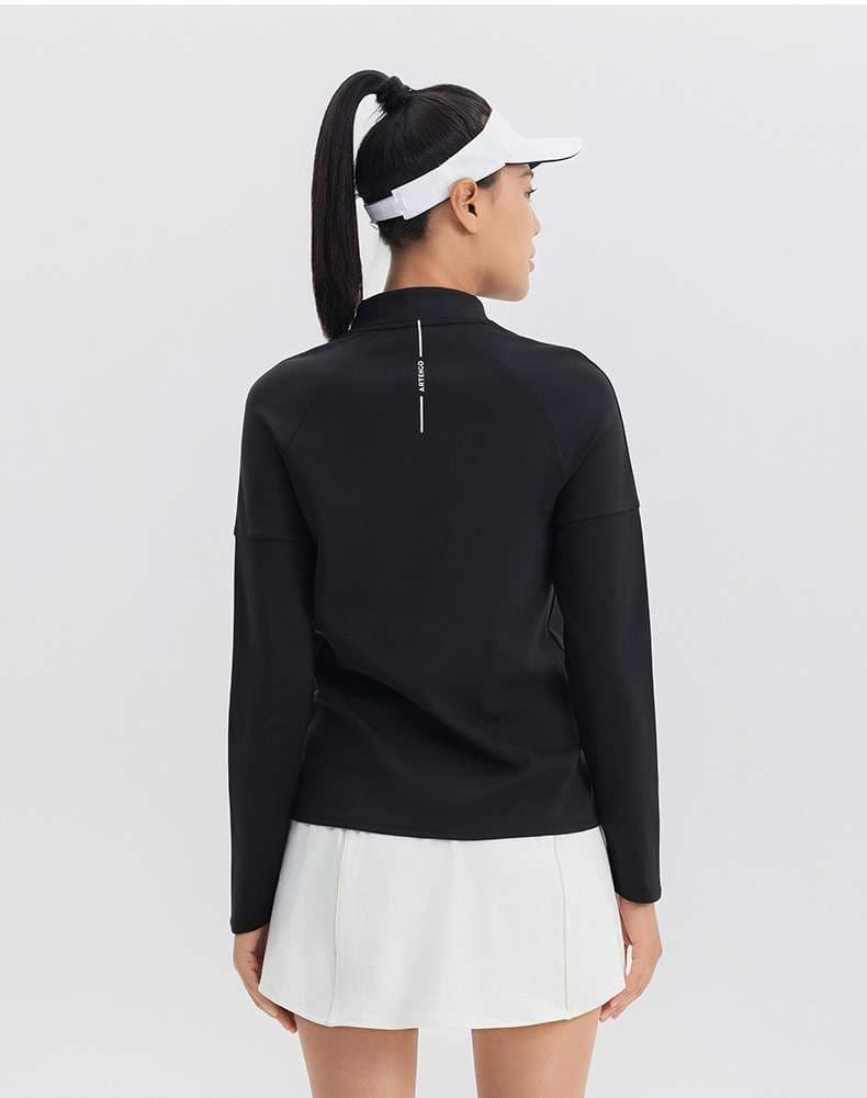 ロングTシャツ　スポーツ快適ハーフジップ長袖シャツ